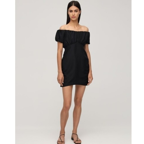 Revolve Superdown Off The Shoulder Black Cotton Mini Dress Size Small - Picture 1 of 10